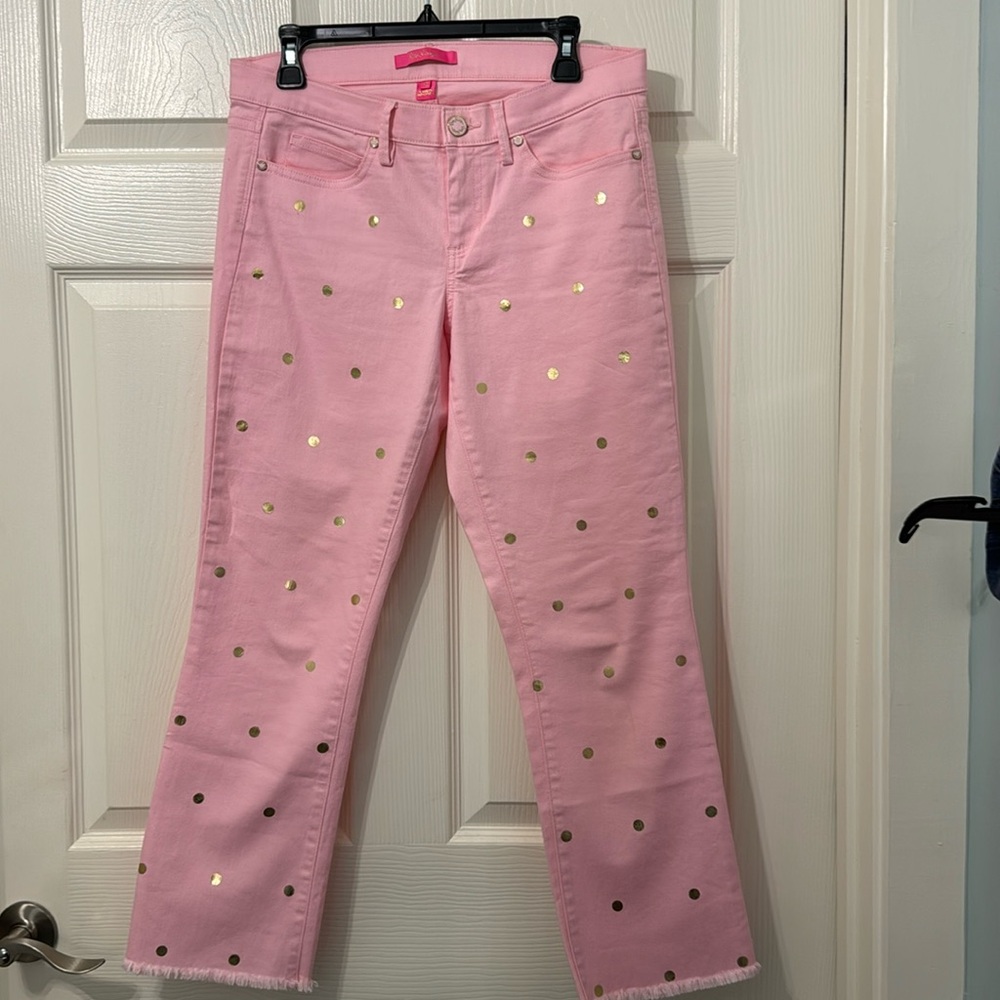 Lilly Pulitzer Pink with gold dots